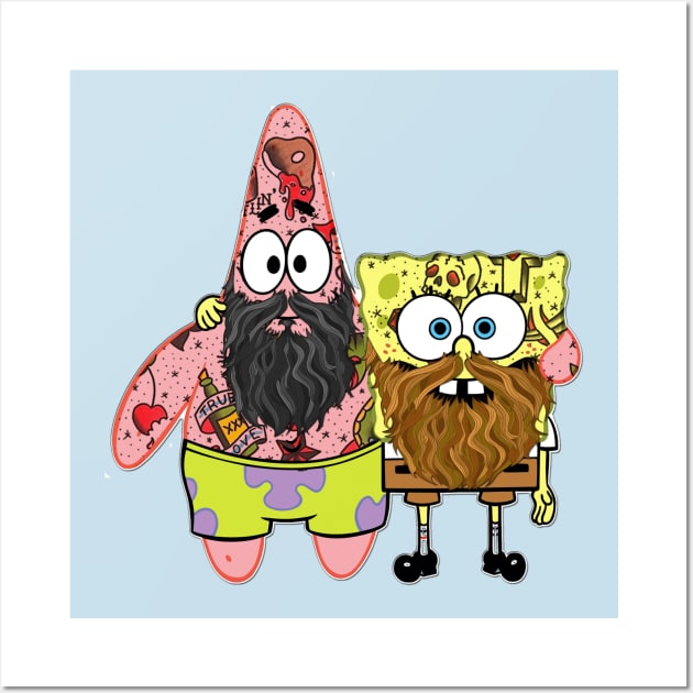 Spongebob and Patrick Wall Art by Elrokk86